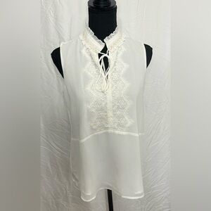 NWT Karl Lagerfeld White Blouse w/ beautiful embroidery